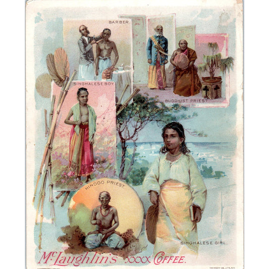 1880s Sinhalese Buddhist and Hindu Priest McLaughlin's Coffee Trade Card AE9-LT