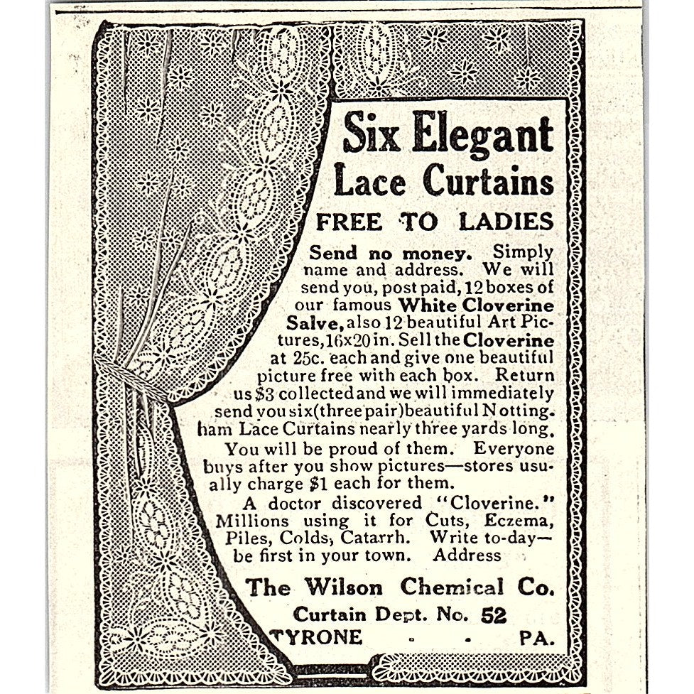 Lace Curtains - The Wilson Chemical Co Tyrone PA 1914 Original Ad AF3-Q4