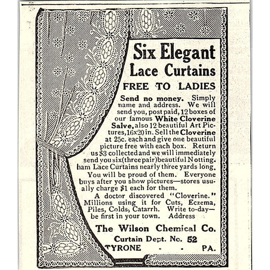 Lace Curtains - The Wilson Chemical Co Tyrone PA 1914 Original Ad AF3-Q4