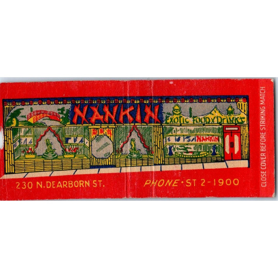 Nankin Chinese Restaurant 230 N. Dearborn St. Chicago Vintage Matchbook SD2-Y5