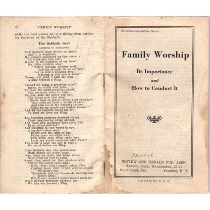 Vintage Christian Home Series No.4 Tract Family Worship Takoma Park AE6