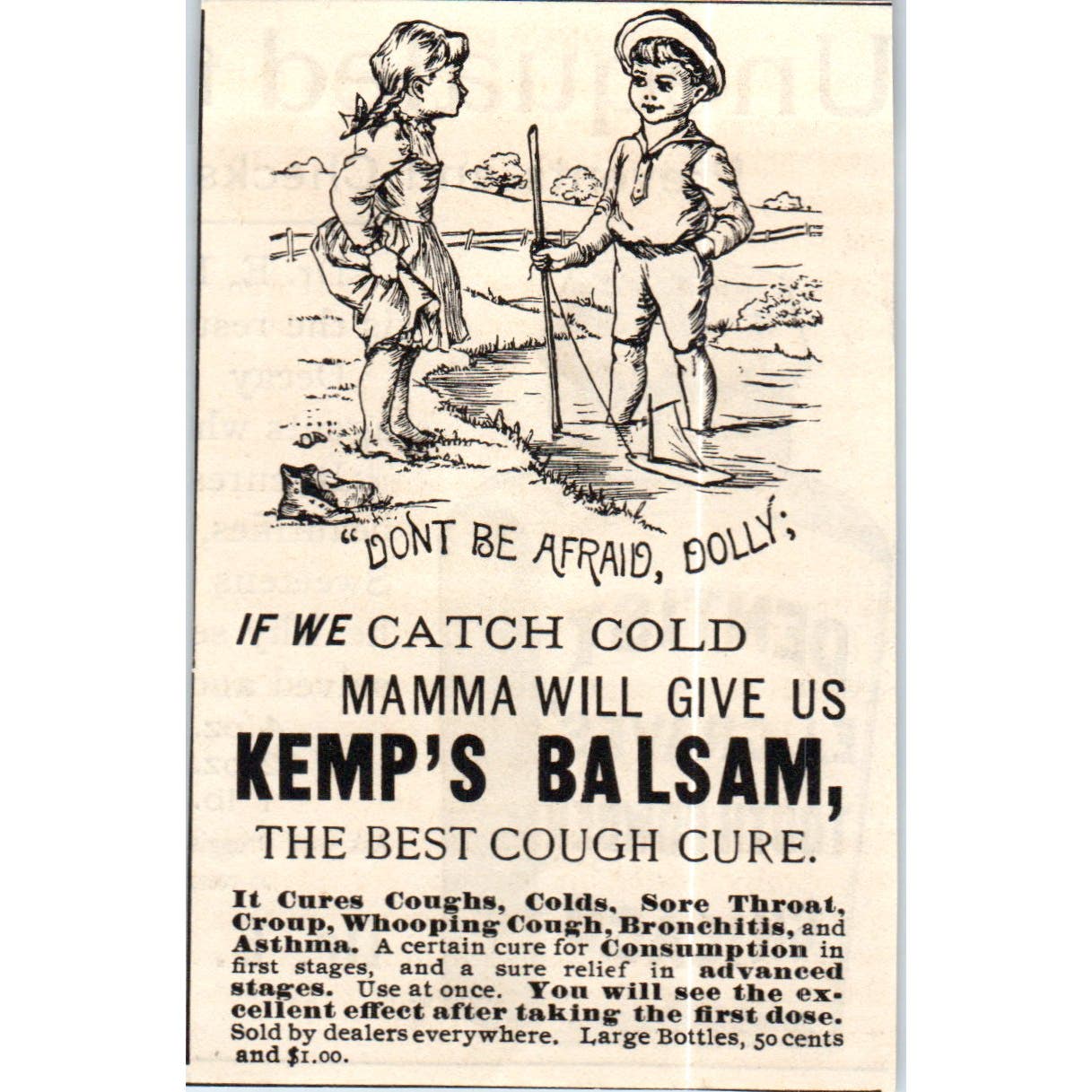 Mama Will Give Us Kemp's Balsam Cough Cure c1890 Victorian Ad AE8-CH7