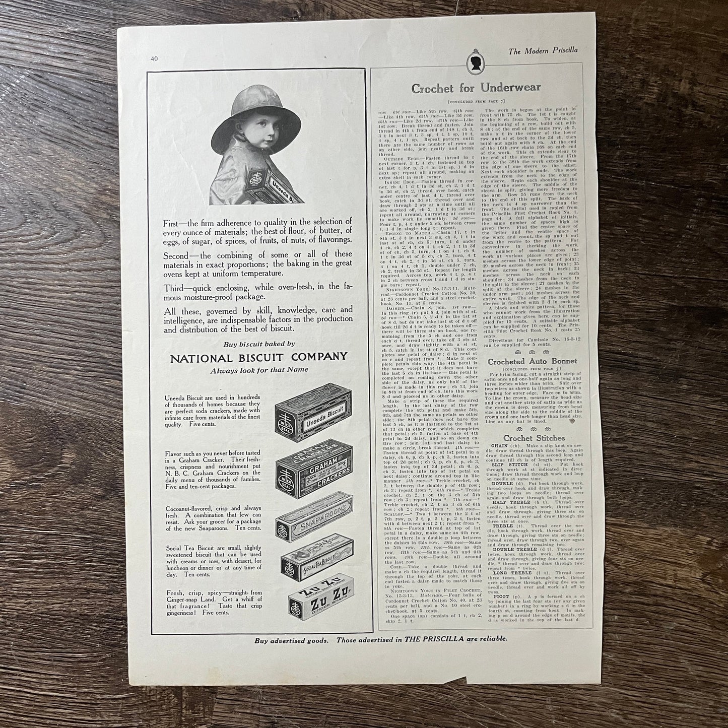 National Biscuit Company Nabisco Baked Biscuits Magazine Ad 10x14 V7