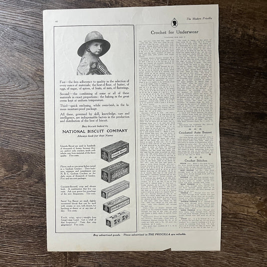 National Biscuit Company Nabisco Baked Biscuits Magazine Ad 10x14 V7