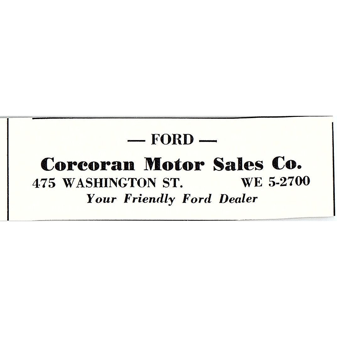 Corcoran Motor Sales Co Ford 475 Washington St. Boston 1950 Ad AF6-M5