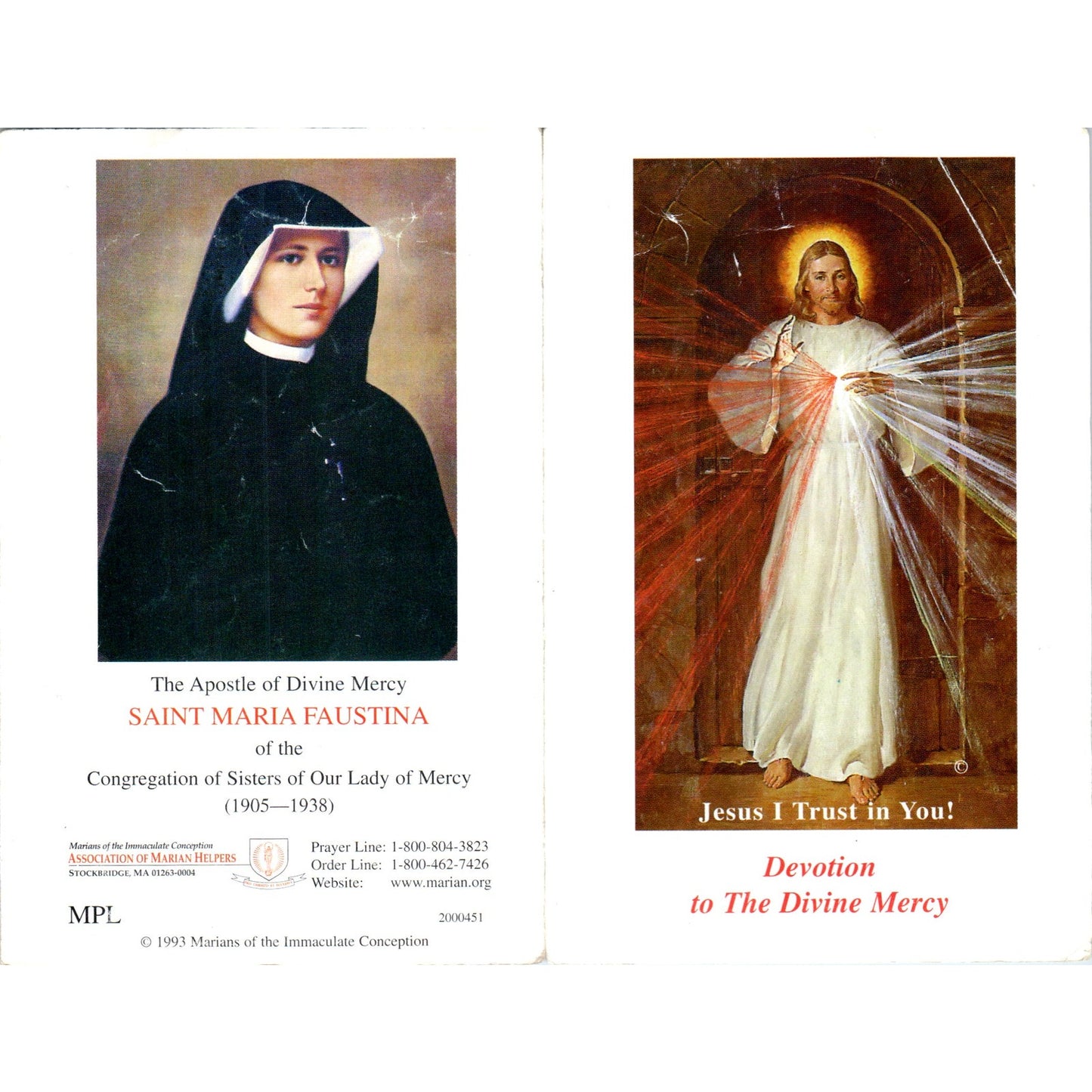 Devotion to The Divine Mercy Vintage Catholic Prayer Leaflet TH2-PC2