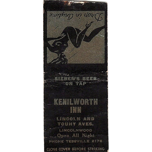 Kenilworth Inn Lincolnwood IL Pinup Vintage Matchbook Cover SE5-Y1
