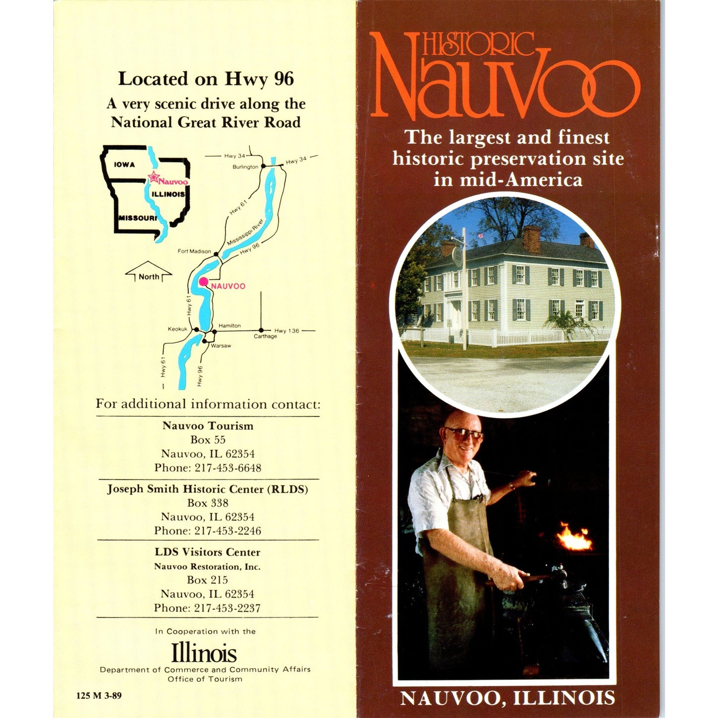 Vintage Historic Nauvoo Illinois Fold Out Travel Brochure TF4-B4