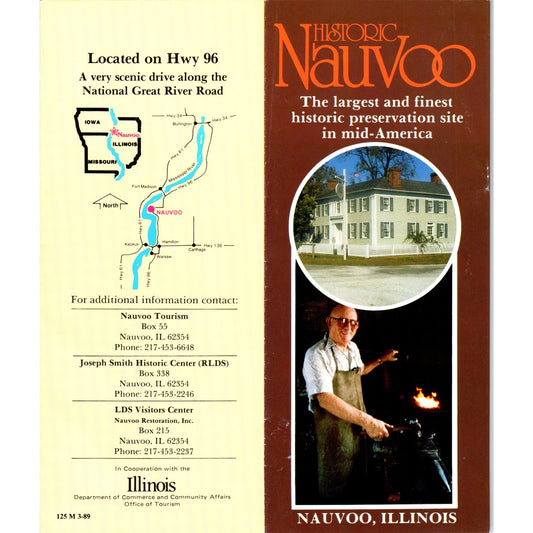 Vintage Historic Nauvoo Illinois Fold Out Travel Brochure TF4-B4