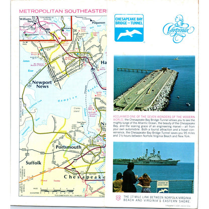 Vintage Chesapeake Bay Bridge-Tunnel Map & Fold Out Travel Brochure TH2-O2