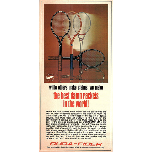 Dura-Fiber Graphite XT-Boron Duraluminium Lite Tennis Racquets 1977 Ad AF3-5