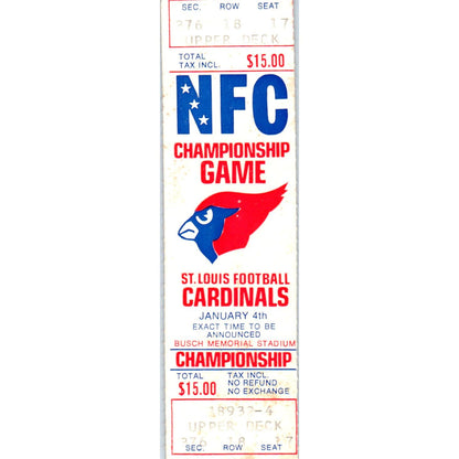 c1980 NFL St. Louis Cardinals NFC Championship Game Phantom Ticket Stub AD7