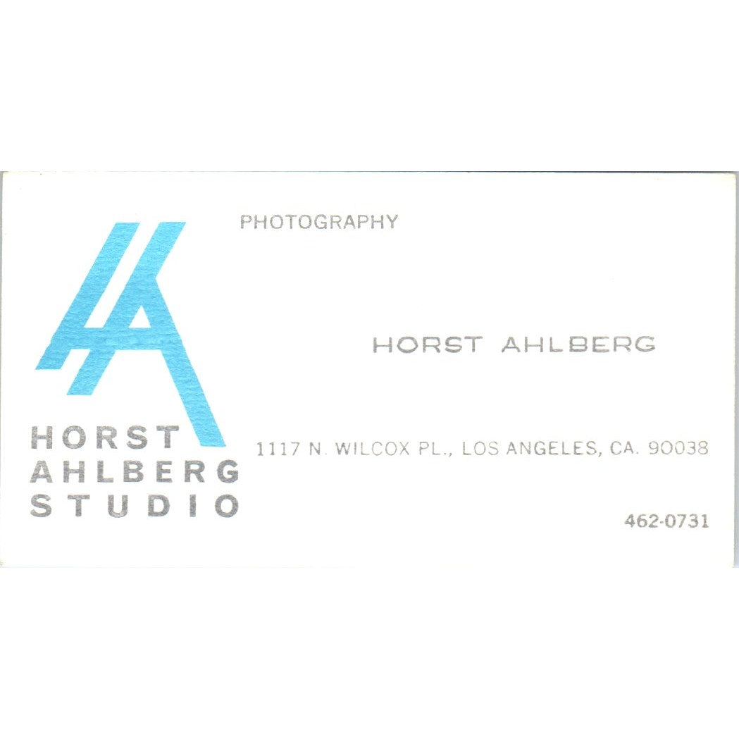 Horst Ahlberg Studio Photography Los Angeles CA Vintage Business Card SD8-B17