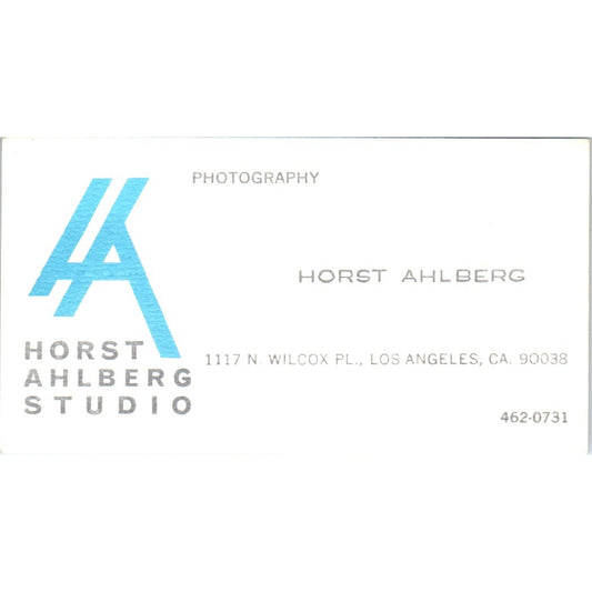 Horst Ahlberg Studio Photography Los Angeles CA Vintage Business Card SD8-B17