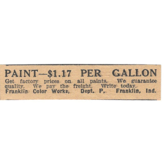 Franklin Color Works Paint Franklin Indiana 1922 Magazine Ad AF2-T5