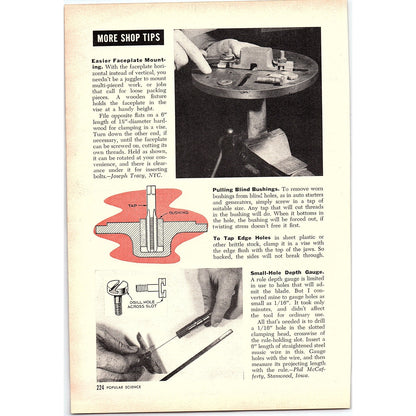 New Shop Ideas Small Hole Depth Gauge, Faceplate Mounting 1955 Article AG1-5