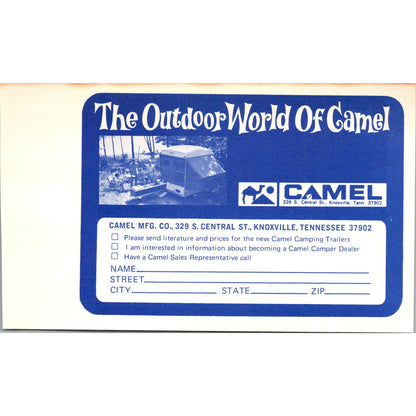 Camel Campers Camel Mfg Co Knoxville TN 1974 Postal Mailing Card SAJ6-H2