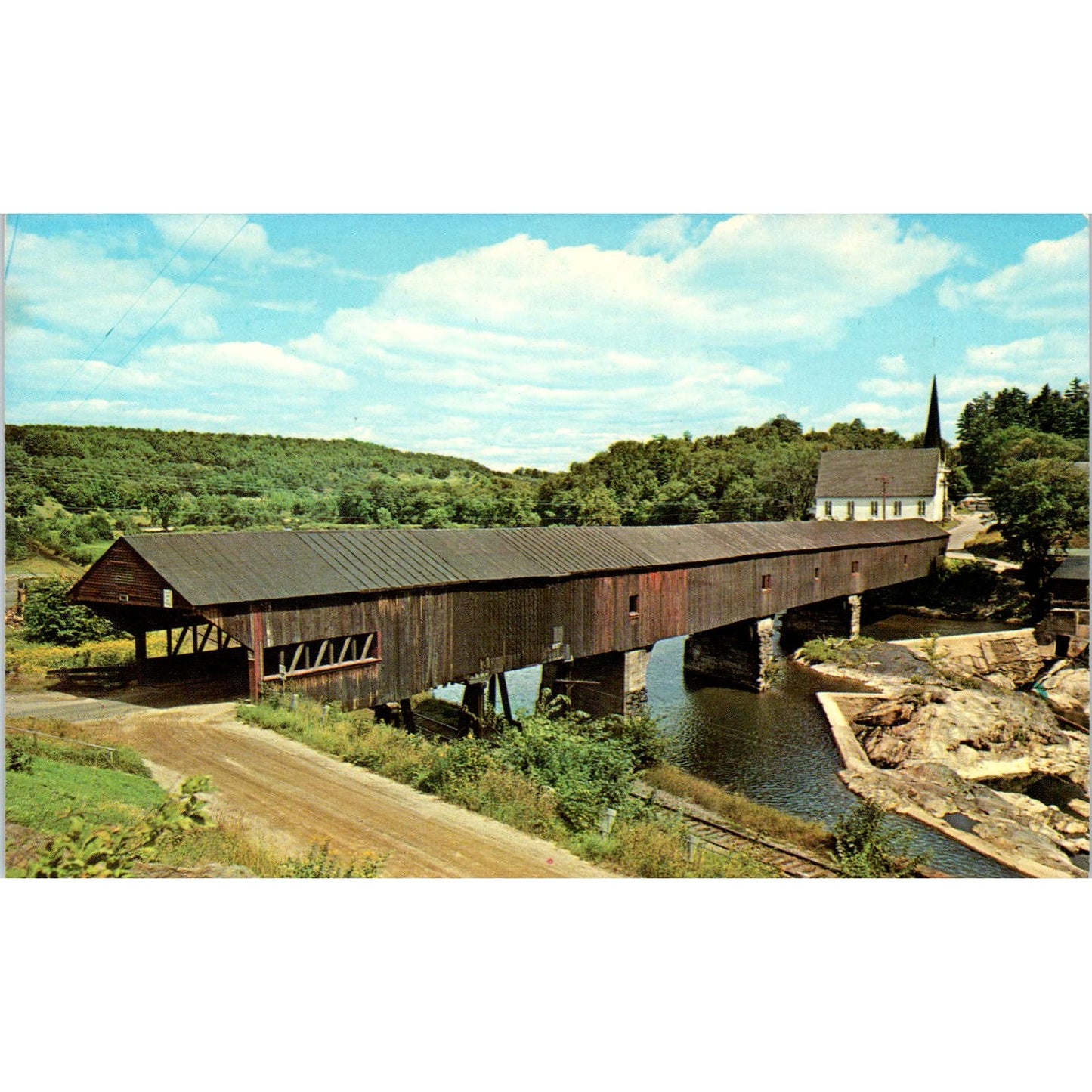 Ammonoosuc River Bridge Bath NH Vintage Covered Bridge Postcard PC14