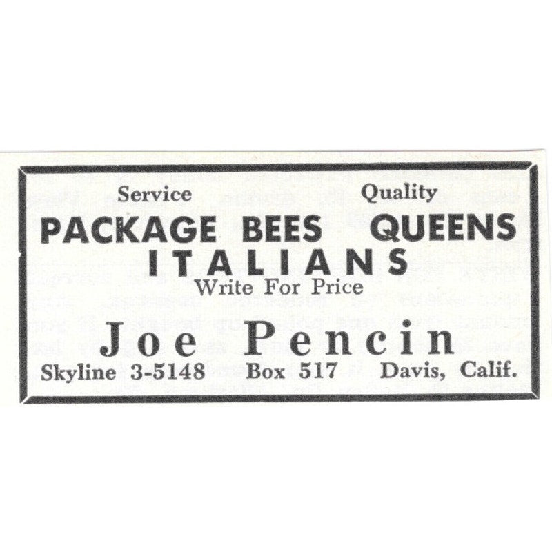 Package Bees Joe Pencin Davis California 1961 Magazine Ad AK6-S13