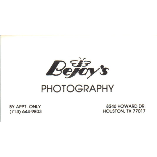 Bejay's Photography Houston TX Vintage Business Card SD8-B17