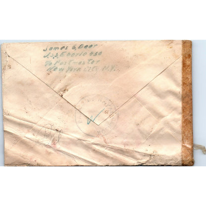 1942 WWII USS Eberle James G. Beer Naval Censor Postal Cover AB6-TZ