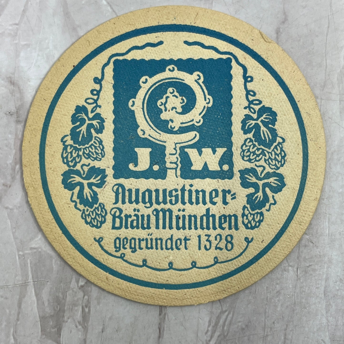 Vintage J.W. Augustiner-Bräu München German Beer Coaster TJ5-CO2