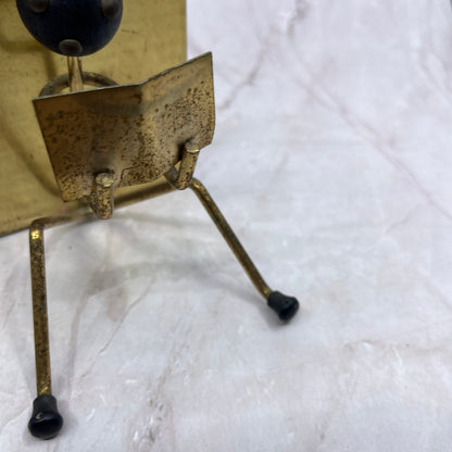 1950s MCM Modernist Brass and Wood Stick Figure Bookends Set of 2