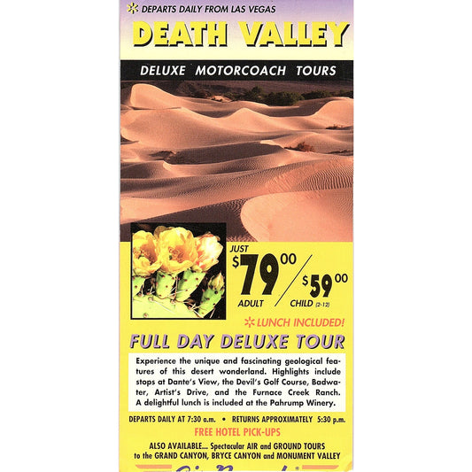 Air Nevada Hoover Dam Death Valley Tours Vintage Tourist Travel Leaflet TH2-TB1