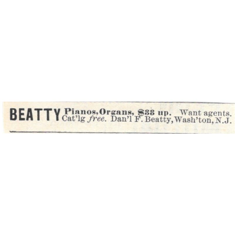 Daniel F. Beatty Pianos, Organs Washington NJ 1893 Judge Magazine Ad AB9-SB