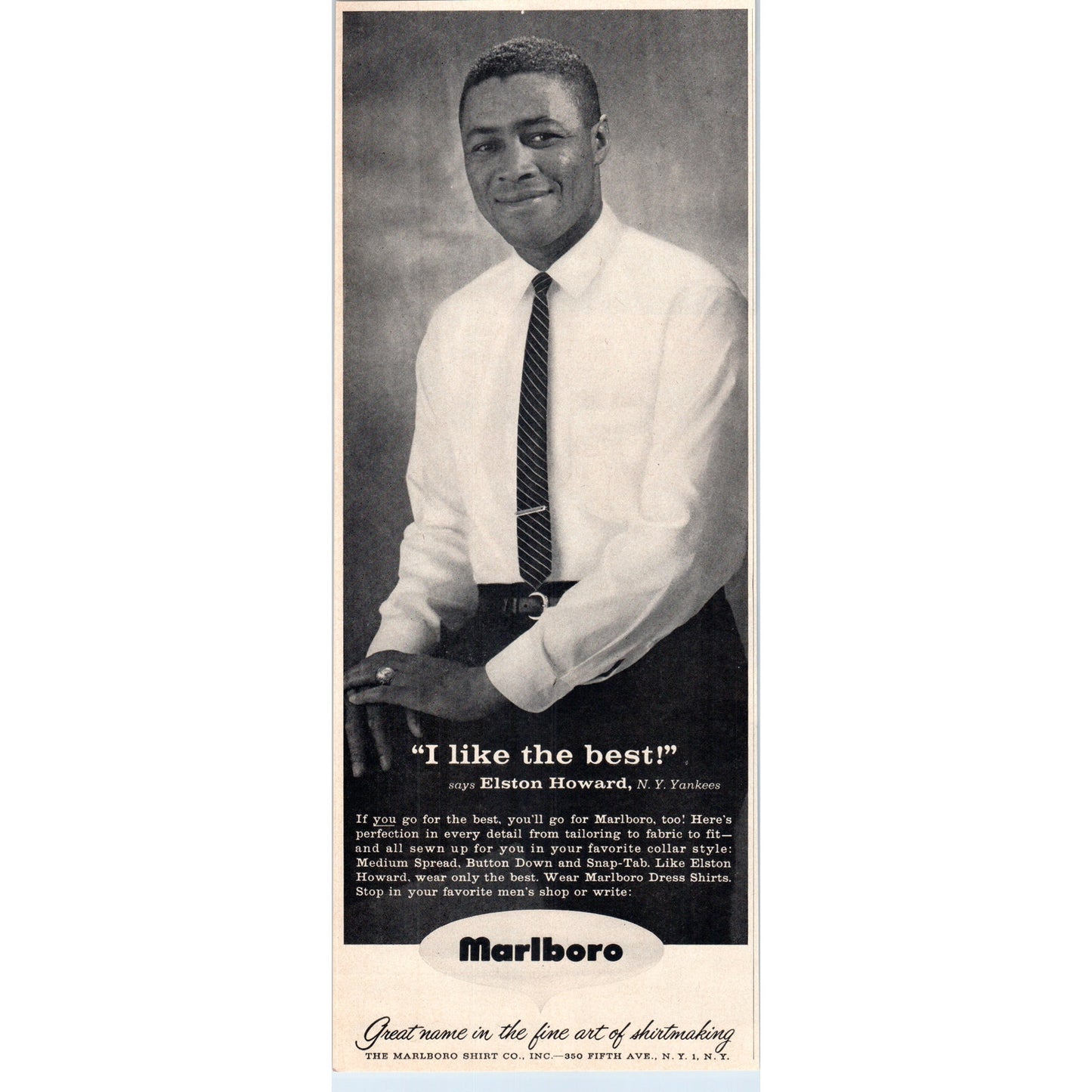 Vintage Marlboro Elston Howard Yankees MLB Baseball Magazine Ad 5x13" V1-1