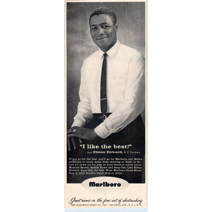 Vintage Marlboro Elston Howard Yankees MLB Baseball Magazine Ad 5x13" V1-1