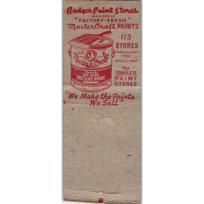 Hemman's Badger Paint Store Fond Du Lac WI Vintage Matchbook Cover SD4-Y4