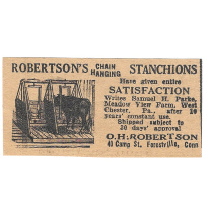 O.H. Robertson Chain Hanging Stanchions Forestville CT 1922 Magazine Ad AF2-T6
