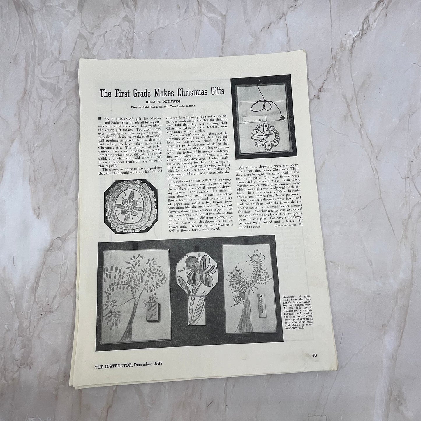 1937 First Grade Students Christmas Gift Crafts Instructor Magazine Clip FL6-2