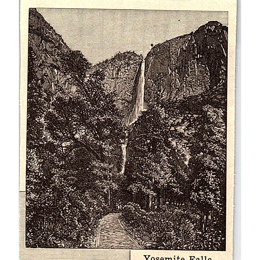 Yosemite Falls 2.5x3" 1901 Engraving AF6-M9