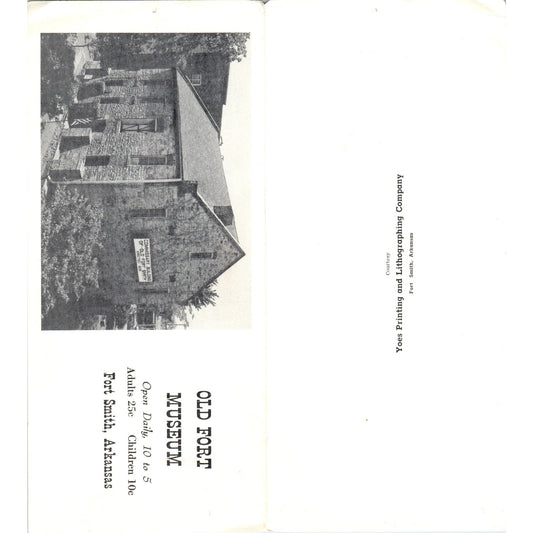 Old Fort Museum Fort Smith Arkansas Fold Out Travel Brochure TF4-B1