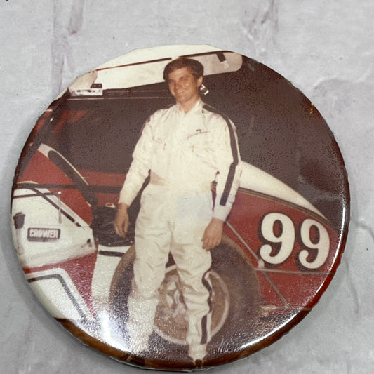 Vintage Racing Portrait Racecar #99 Crower Vintage Pinback Button TC5-PB