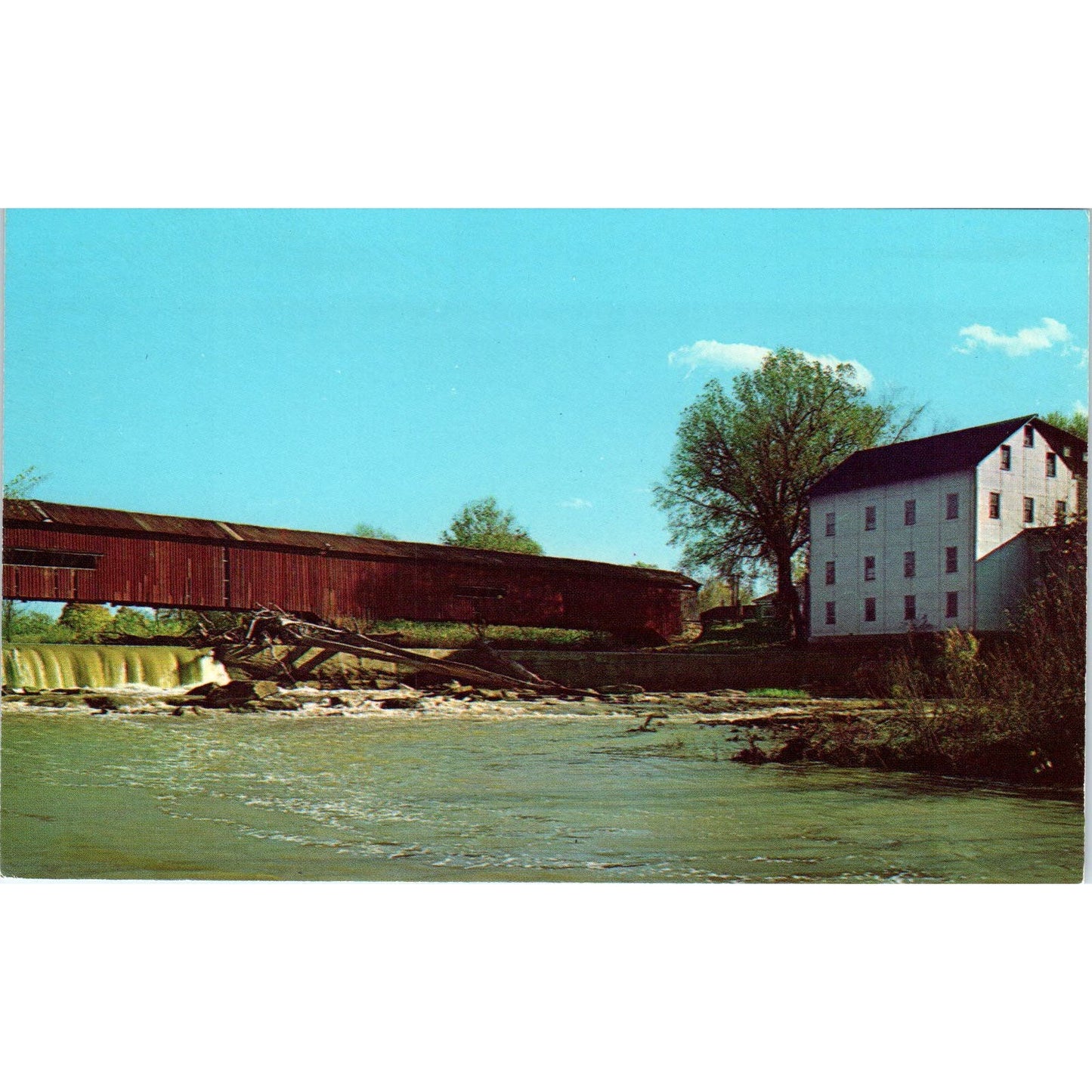 Bridgeton Bridge Parke County IN Vintage Covered Bridge Postcard PD6