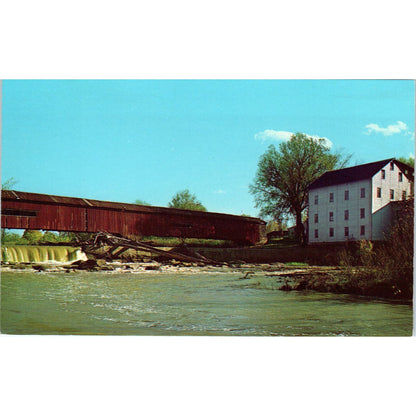 Bridgeton Bridge Parke County IN Vintage Covered Bridge Postcard PD6