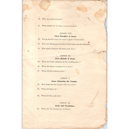 1894 International Sunday-School Lessons Examination Sheet D21