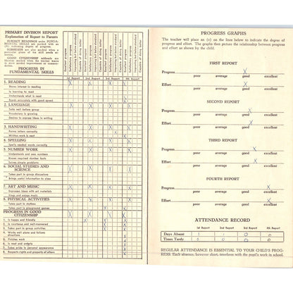 1954-55 Fresno City Schools Fresno CA Report Card Jeffrey Kormos Grade 3 AB9