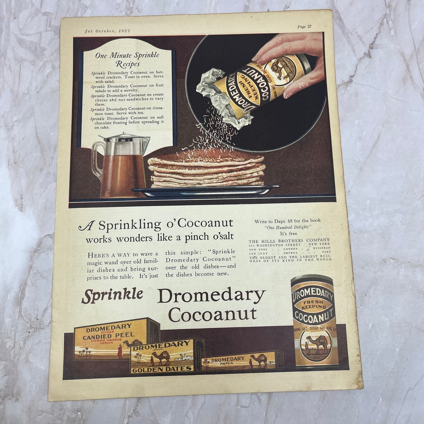 1922 Dromedary Coconut 1-Minute Sprinkle Recipes 10x13 Advertisement FL6-7