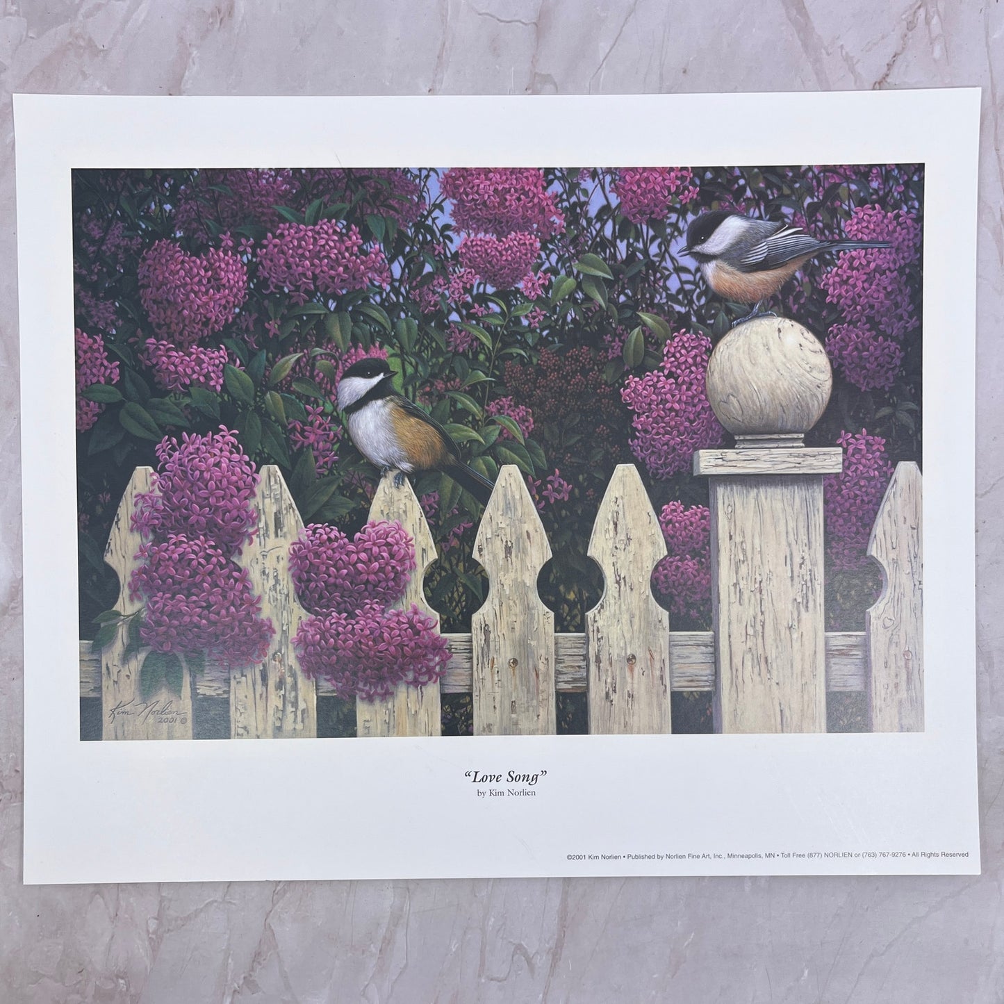 Love Song Kim Nolan Chickadee Bird Art Print 2001 11x13.5" FL6-11