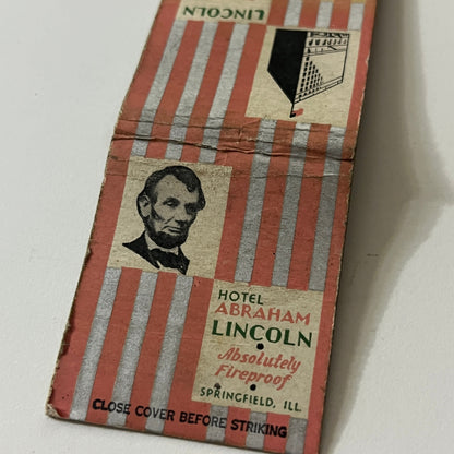 Hotel Abraham Lincoln Springfield IL Vintage Matchbook TB6-MB2-11