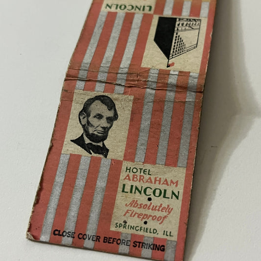 Hotel Abraham Lincoln Springfield IL Vintage Matchbook TB6-MB2-11