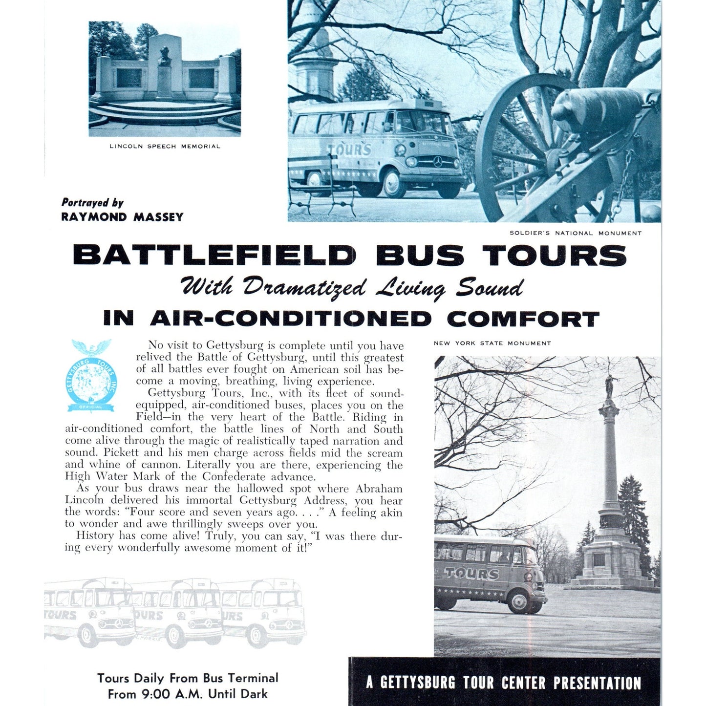 Vintage Gettysburg Battlefield Bus Tours Pennsylvania Brochure TF4-BB