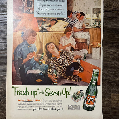 Fresh Up with Seven-Up 7up the All-Family Drink Vintage Magazine Ad 11x14 V9