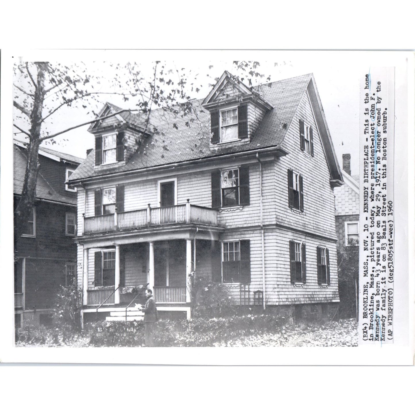 Kennedy Birthplace Brookline MA 1960 7x9 Original Press Photo D1-P