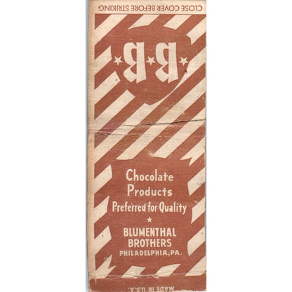 Blumenthal Brothers Chocolate Products Philadelphia Vintage Matchbook SD2-Y9
