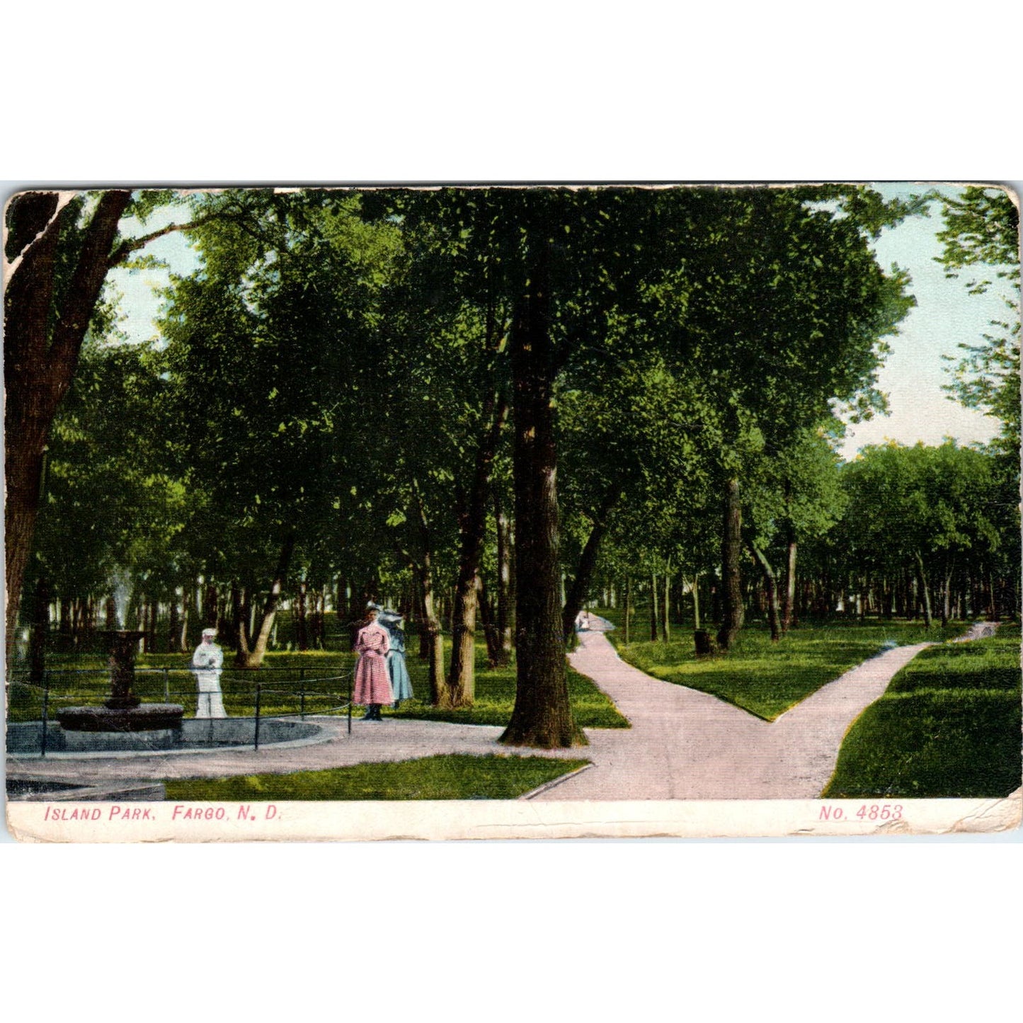 1909 Island Park Fargo North Dakota Vintage Postcard PD1